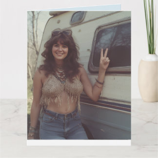 CARTÃO BIRTHDAY SEXY HIPPIE GIRL OFF GRID GREETING CARD