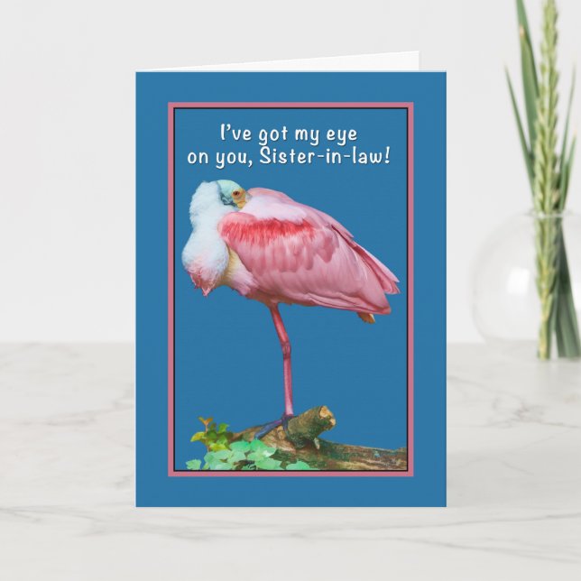 Cartão Birthday, Sister-in-law,  Peekaboo Spoonbill Card (Frente)