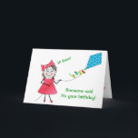 Cartão BIRTHDAY - Someone Told Me! Girl Flying Kite<br><div class="desc">Little Melody is flying her kite while wishing someone a very special birthday. See other products
in this site with same image. Bright vivid colors will put a smile on anyone's face. Guaranteed!</div>