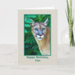 Cartão Birthday, Son, Cougar in the Jungle<br><div class="desc">This beautiful cougar evokes strong images of raw beauty and strength on this birthday greeting card.  Feel free to change the inside verse to suit your needs.</div>