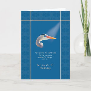 Cartão Birthday,  Son, Religious, Great Blue Heron Bird