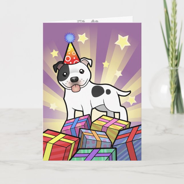 Cartão Birthday Staffordshire Bull Terrier (Frente)