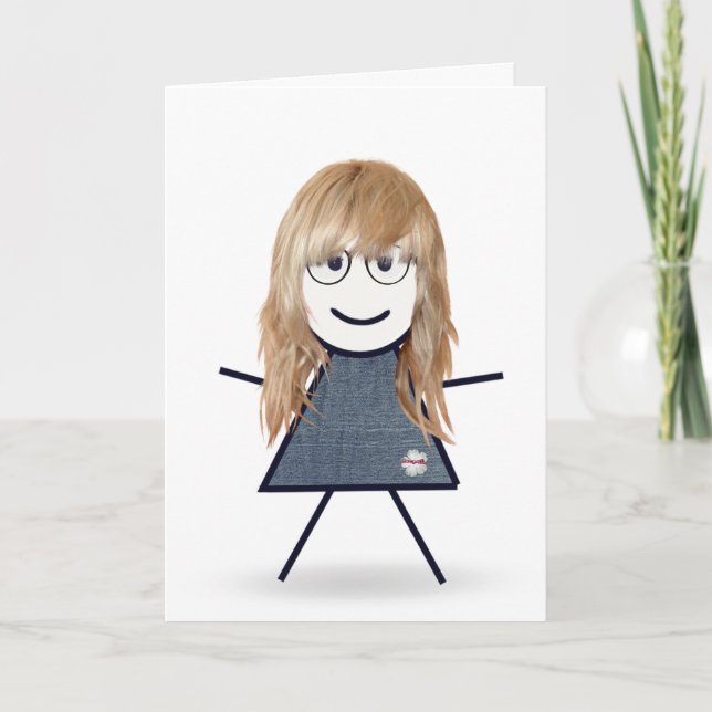 Cartão Birthday Stick Figure Girl for Sister (Frente)