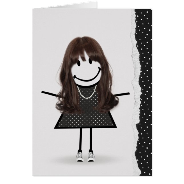 Cartão Birthday Stick Girl com tênis (Frente)