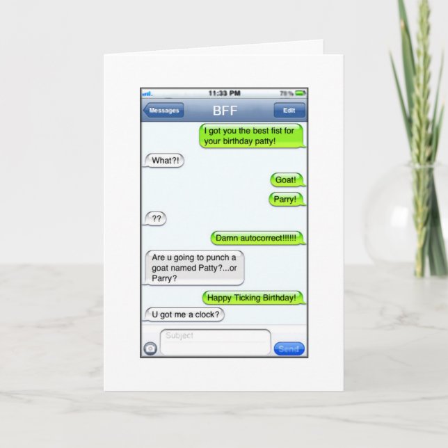 Cartão Birthday Text - Humor (Frente)