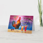 Cartão Birthday Tropical Funny Rooster Cocktails Beach<br><div class="desc">Celebrate a summer birthday or another fun occasion with this unique, humorous rooster greeting card. This funny design is perfect for any crazy chicken lady and any fan of beaches and mixed drinks. The front shows a rooster crowing with a couple cocktails and the line, "It's COCKtail time!" The inside...</div>