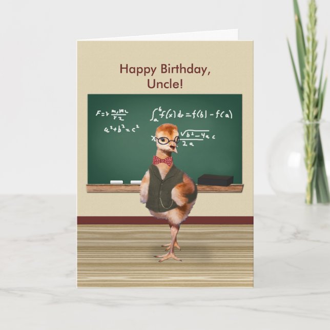 Cartão Birthday, Uncle, Funny Baby Bird, Customizable (Frente)