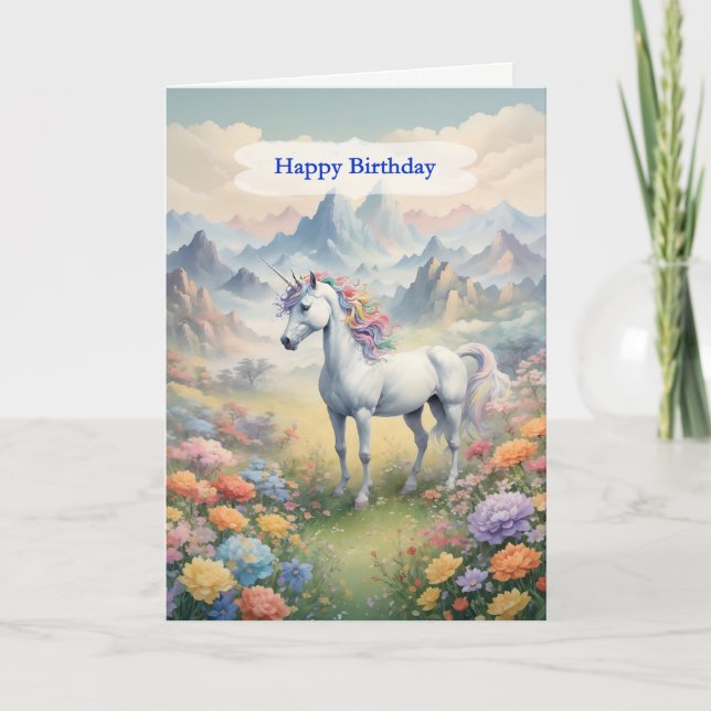 Cartão Birthday Unicorn (Frente)