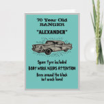 Cartão Birthday Vintage Car Create My Own Funny Blue<br><div class="desc">Make that Birthday special with this funny card. The humor used is something we can all relate to. Easily customize the text of this birthday card using the template provided.</div>