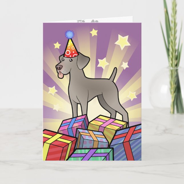 Cartão Birthday Weimaraner (Frente)