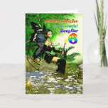 Cartão Birthday wishes daughter age 6 from a fairy<br><div class="desc">A beautiful fairy sits by an enchanted pond ready to grant your birthday wishes. Customize this card to add your own sentiments.</div>