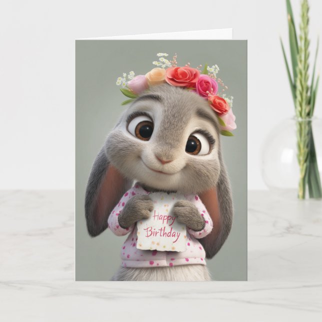 Cartão Birthday Wishes from the Sweetest Little Bun (Frente)