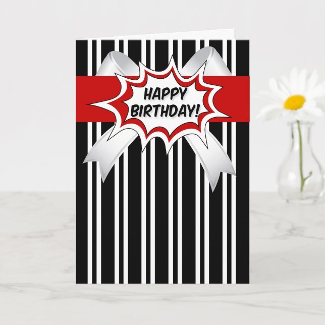 Cartão Birthday with Red Comic Book Style (Planta pequena)