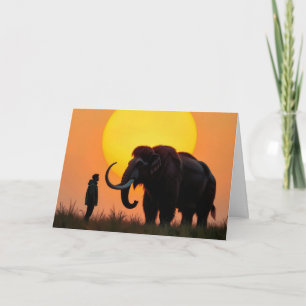 Cartão Birthday Wooly Mammoth e Man