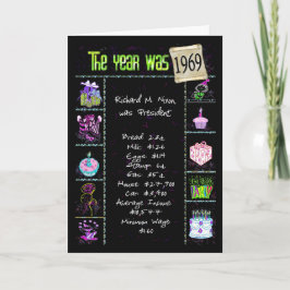 Cartão Birthday Year 1969 Fun Trivia Facts