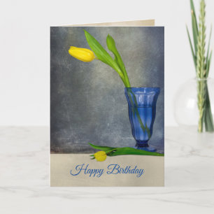 Cartão birthday-yellow tulip in sundae glass