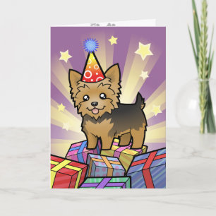 Cartão Birthday Yorkshire Terrier (cabelo curto sem arco)