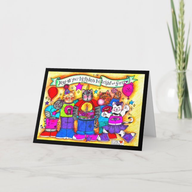 Cartão Birthdays Bright and Furry Card (Frente)
