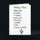 Cartão Birthdays Return - a funny birthday poem<br><div class="desc">A quirky birthday poem about how birthdays return every year like swallows,  salmon,  and podiatrists</div>