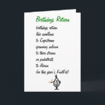 Cartão Birthdays Return - a funny birthday poem<br><div class="desc">A quirky birthday poem about how birthdays return every year like swallows,  salmon,  and podiatrists</div>