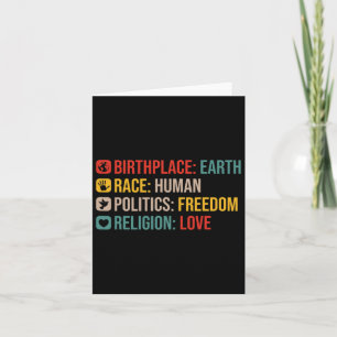 Cartão Birthplace Earth Race Human Politics Freedom Posit