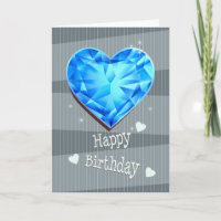 Birthstone March Blue Aquamarine Heart Aniversário