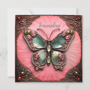 Cartão Birthstone Tourmaline Butterfly metal Art