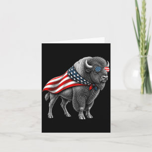 Cartão Bisão Americano Búfalo 4 De Julho Bandeira Patriot