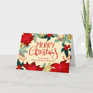 Cartão Bisavô Floral e Azevinho Feliz Natal