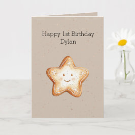 Cartão Biscoito de Gengibre Feliz Estrela Aniversário