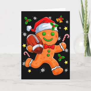 Cartão Biscoito de Gengibre Jogando Futebol Feliz Natal