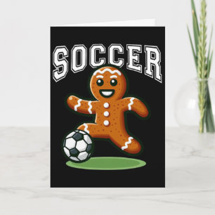 Cartão Biscoito de Natal Jogando Futebol Futebol