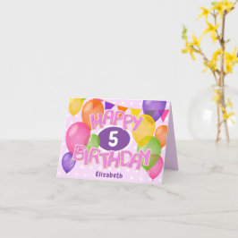 Cartão biscoitos cor-de-rosa e feliz aniversário com balõ