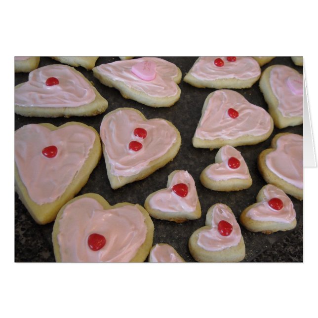 Cartão Biscoitos Coração Rosa (Frente horizontal)