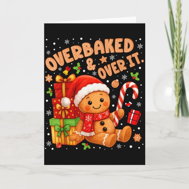 Cartão Biscoitos De Natal Gingerbrea Mal Assados E Fora D (Frente)