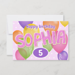 Cartão biscoitos letras recortadas rosa aniversário Sophi