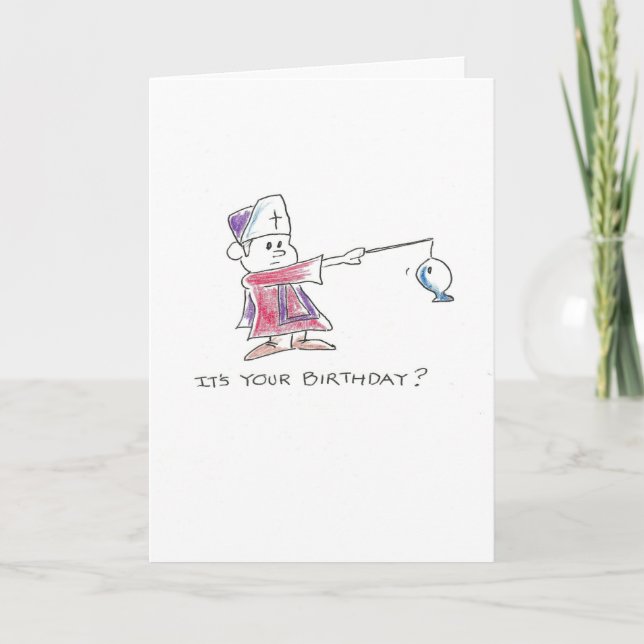 Cartão Bishop fish birthday (Frente)