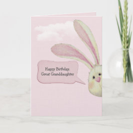 Cartão Bisneta Coelho de Aniversário em Rosa