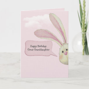 Cartão Bisneta Coelho de Aniversário em Rosa