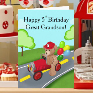 Cartão Bisneto Feliz Aniversário de 5 Anos Urso Caminhão