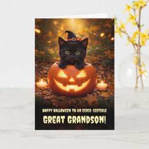 Cartão Bisneto Feliz Dia das Bruxas Gato Preto Fofo