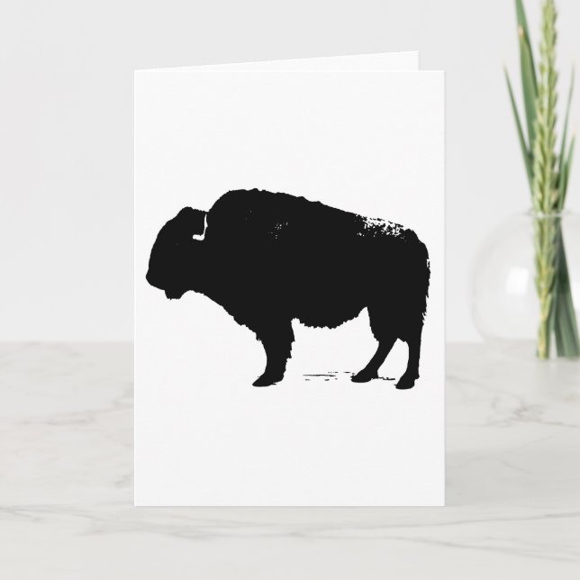 Cartão Bison de Búfalo de Pop Preto e Branco (Frente)