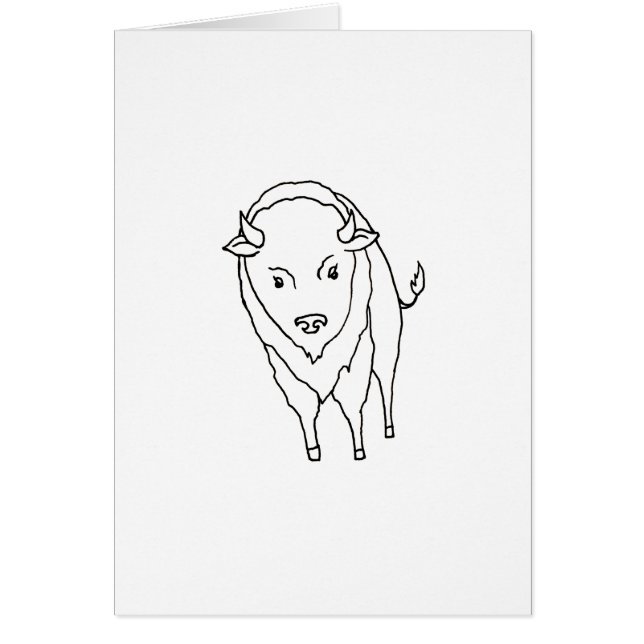 Cartão Bisonte de flutuação Bull do búfalo - a lápis arte (Frente)