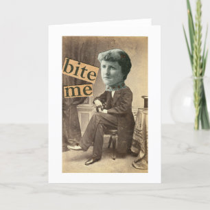 Cartão BITE ME Greeting Card Victorian Surreal Woman