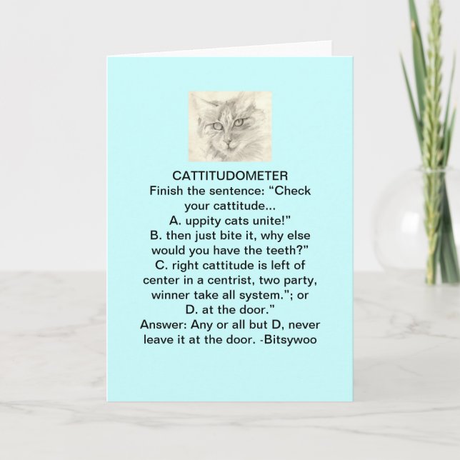 Cartão Bitsywoo Cattitudometer Greeting Card (Frente)