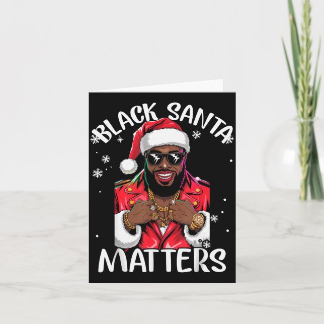 Cartão Black African American Santa Claus Christmas Pajam (Frente)
