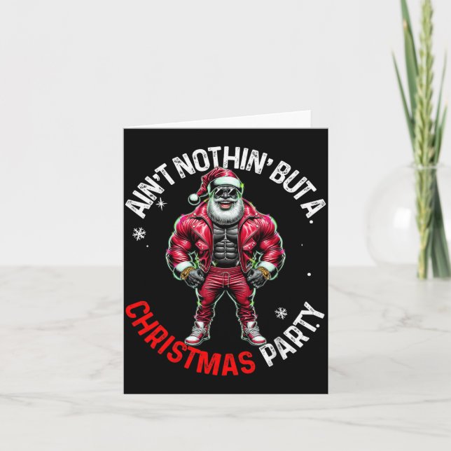 Cartão Black African American Santa Claus Christmas Pajam (Frente)