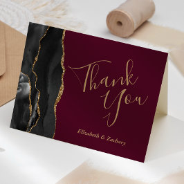 Cartão Black Ágata Dourado Borgonha Casamento Obrigado