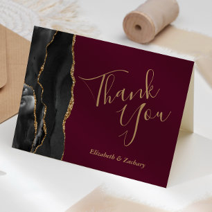 Cartão Black Ágata Dourado Borgonha Casamento Obrigado