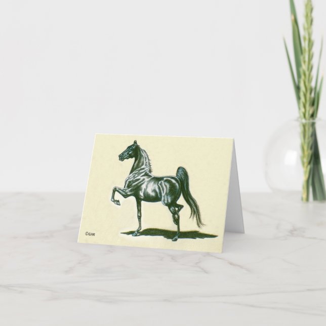 Cartão Black American Saddlebred Horse Note Card (Frente)